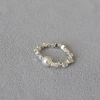 A simple and elegant elastic ring index finger ring with a cold style of irregular-shaped silver pearls from Japan and South Korea details Picture